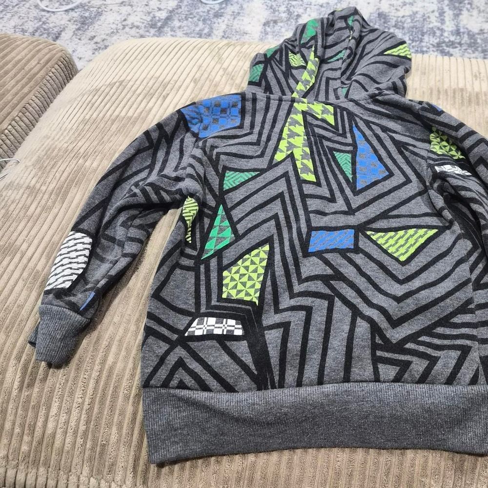 Mad Engine Boys Geometric Full Zip Mask Hoodie Size 4 Grey Neon - Picture 2 of 3